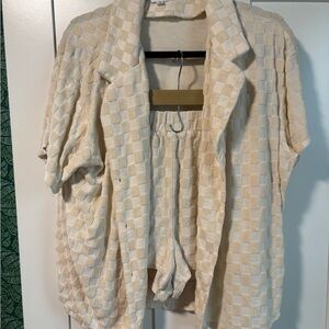 Cream Checkered Women's set